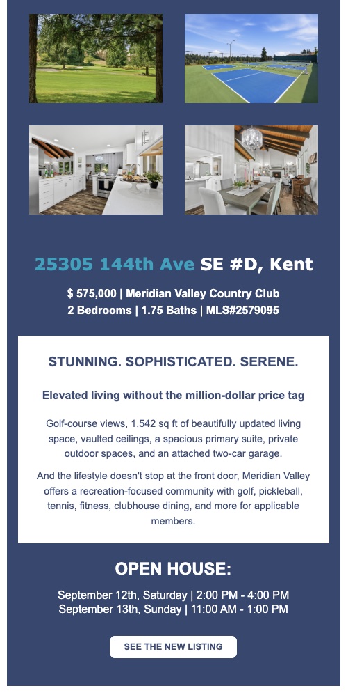 New listing email sent in the agent's name
